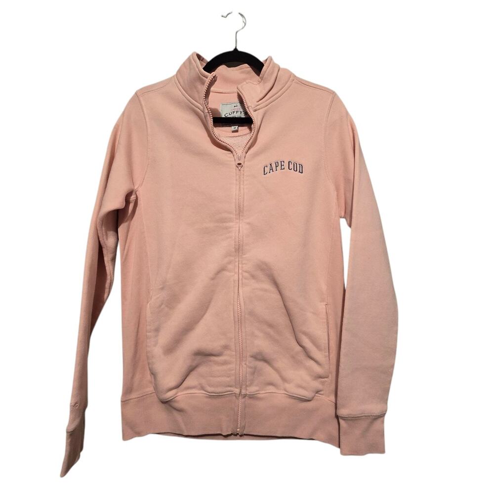 Cuffy's Cape Cod Sweatshirt Jacket Women M Pink Zip Fleece Preppy Beach Coastal